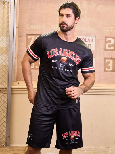 Basketball Men'S Letter Printed Basketball Jersey Set