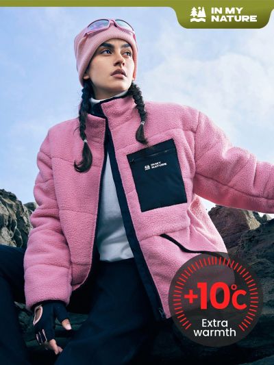 In My Nature Women's Outdoor Color Block Sports Padded Jacket With Zipper And Stand Collar For Autumn/Winter