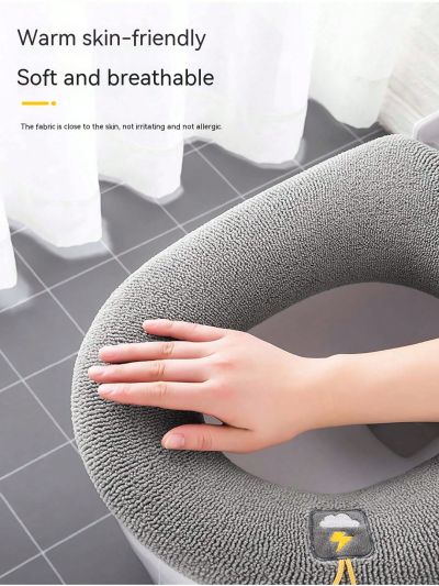 Thickened Toilet Seat Cover With Handle, Washable Four Seasons Universal Toilet Seat Pad
