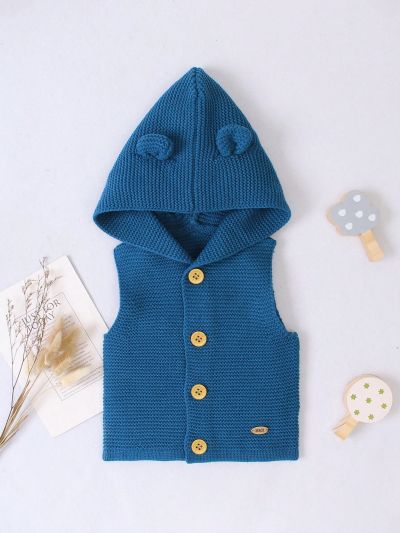Baby Boys' Hooded Sleeveless Cardigan Vest
