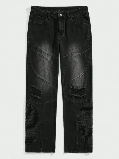 ROMWE Street Life Men's Frayed Hem Jeans