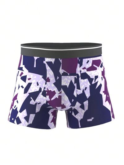 Men's Full-Print Geometric Pattern Square Cut Underwear