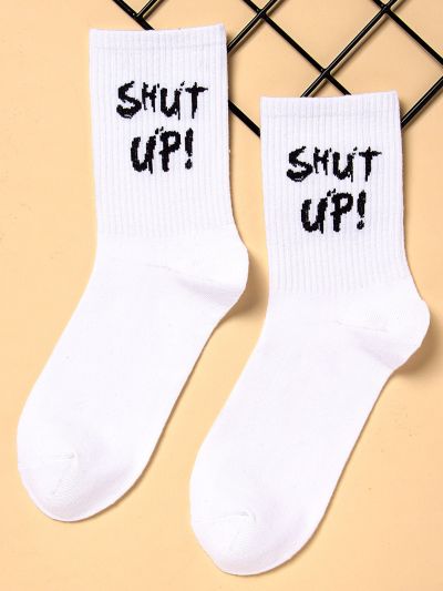 Letter Graphic Crew Socks
