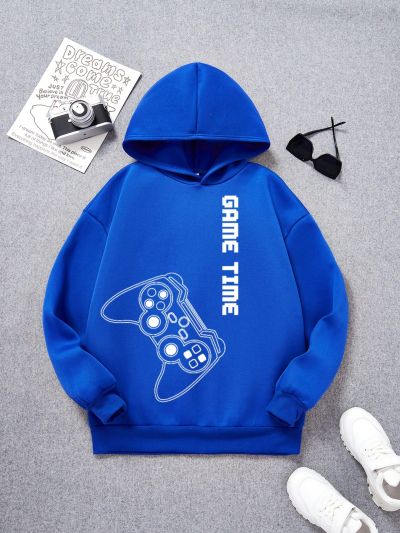 Teen Boys' Casual Game Machine & Letter Long Sleeve Hoodie, Suitable For Autumn And Winter