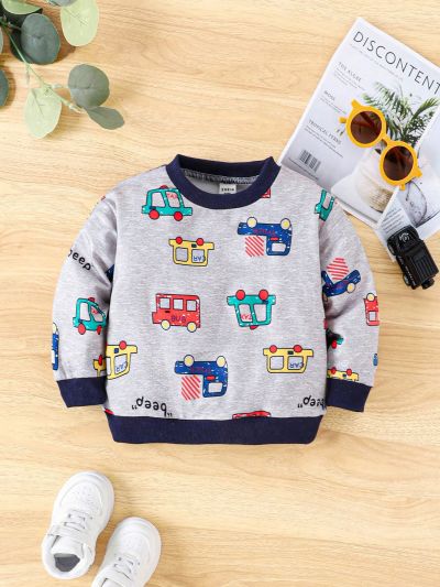 Baby Boy Cartoon Car Casual Sporty Hoodie
