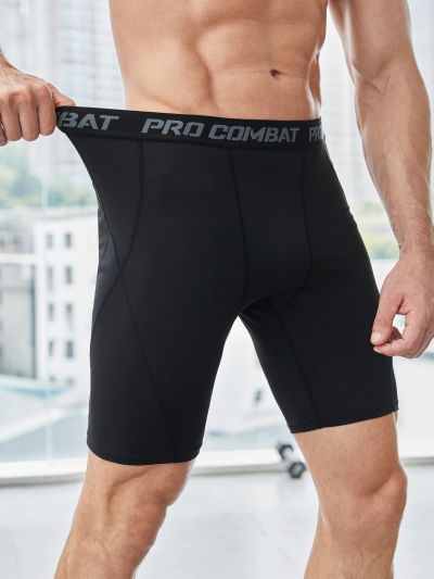 Fitness Men Letter Graphic Sports Tights