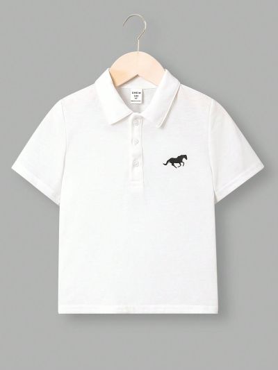 SHEIN Kids EVRYDAY Young Boy Casual And Fashionable Short-Sleeved Polo Shirt
