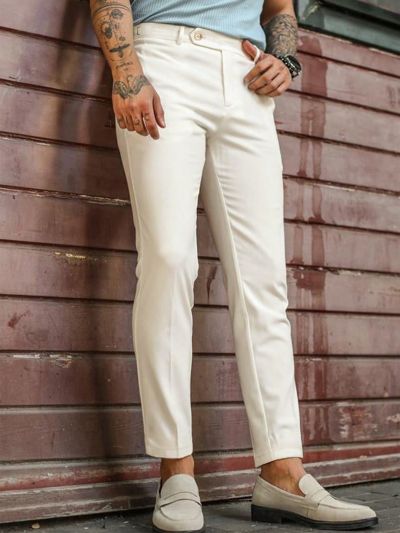Manfinity Mode Men Solid Slant Pocket Suit Pants