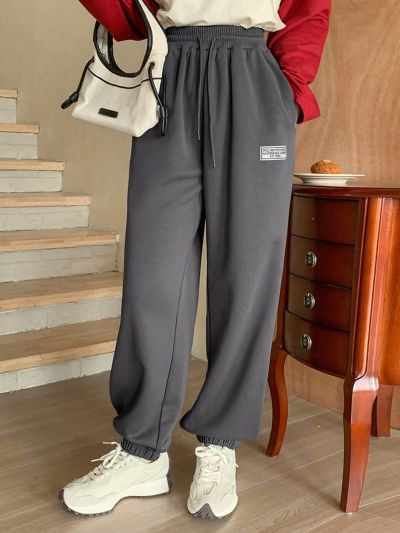 Dazy Star Letter Patched Drawstring Waist Sweatpants