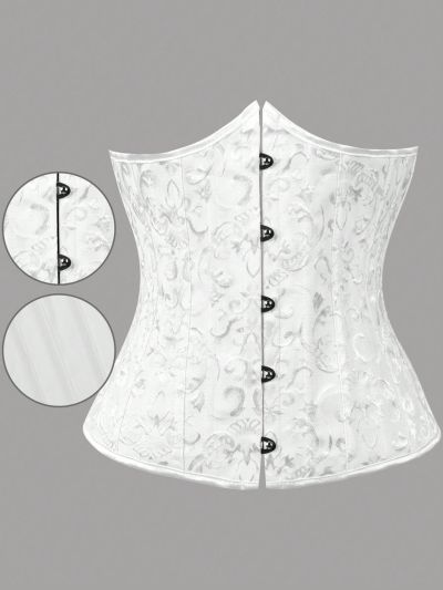 Plus Size Women'S Jacquard Buckle Closure Waist Cincher From Chest To Lower Waist