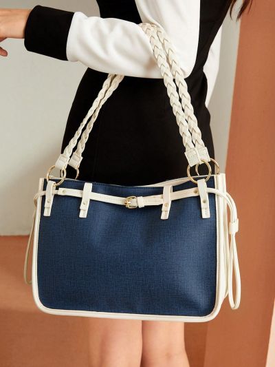 SHEIN BIZwear Braided Strap Minimalist Shoulder Bag