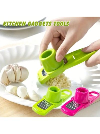 1pc 2pcs Colorful Stainless Steel Garlic Press and Ginger Cutter - Easy to Use and Durable Kitchen Tool for Grinding, Grating, and Planing,Essential camping kitchen tools,Camping barbecue accessories