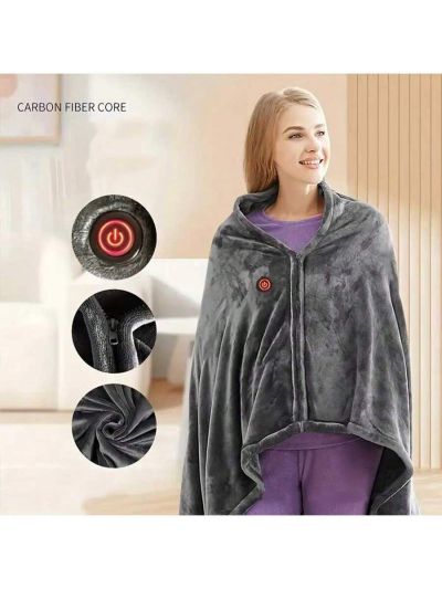 1pc Self-powered Electric Heating Shawl Blanket, Powered By A Mobile Power Bank, For Winter Warmth