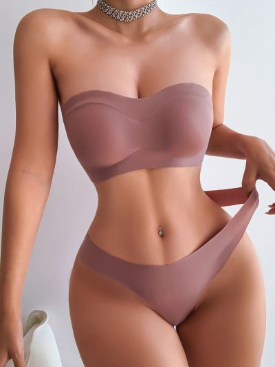 Solid No Show Strapless Lingerie Set