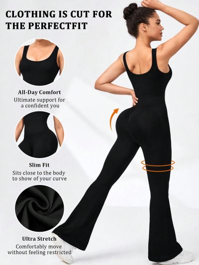 Women's Yoga Spiral Thread Sports Jumpsuit