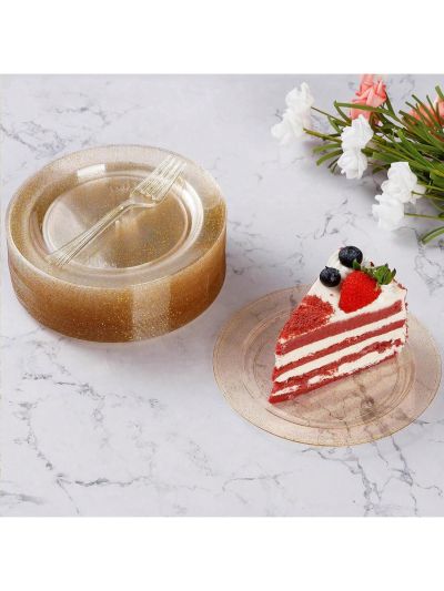 20pcs 19cm Gold Dinner Plates