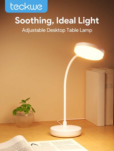 Teckwe Table Lamp,LED Desk Lamp,Dimmable Office Lamp,3-Color Adjustable For Bedroom Office College Dorm