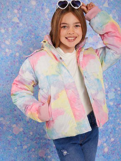 Tween Girls' Gradient Color Hooded Warm Coat, Winter