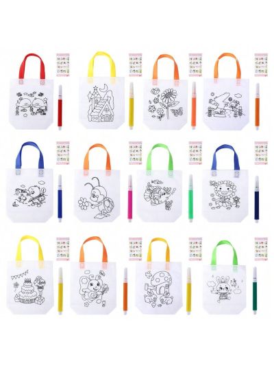 12  Reusable Coloring Carnival Art Party Goodie Bags with Guestbook Bags Reusable Party Favor Bags Graffiti Goodie Bags Color Your Own Art Goodie Bags DIY Crafts