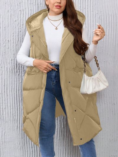 SHEIN Essnce Plus Size Women's Hooded Sleeveless Jacket