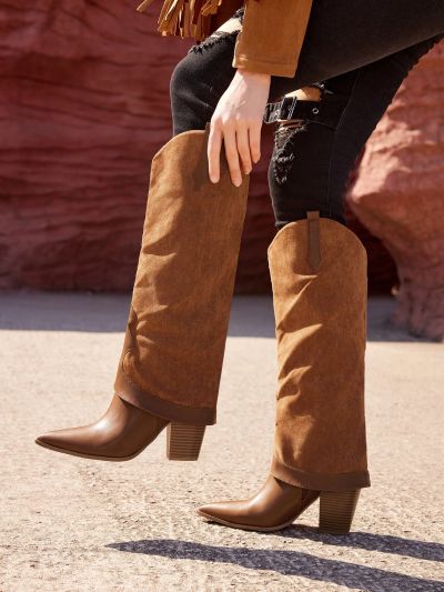 Styleloop Women's Fashionable Zipper Closure Chunky Heel High Boots