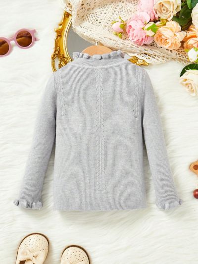 Infant Girls' Leisure Comfortable Basic Ruffle Edge Turtleneck Sweater