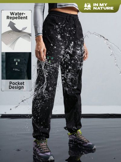In My Nature Women's Letter Pattern Waterproof Outdoor Cargo Pants With Pockets