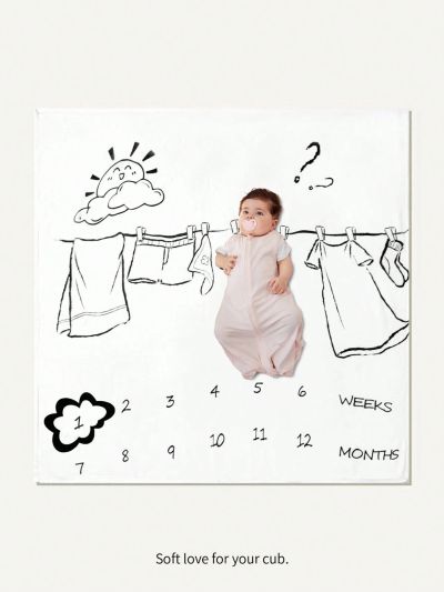 Cozy Cub 1pc Digital Print Blanket For Taking Photos With Clothes Hanger