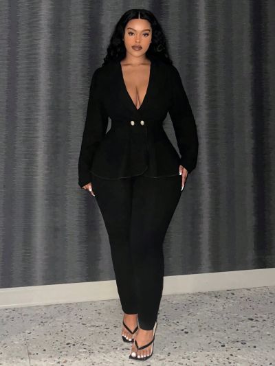 SHEIN Slayr Women's Large Size Solid Color Suit