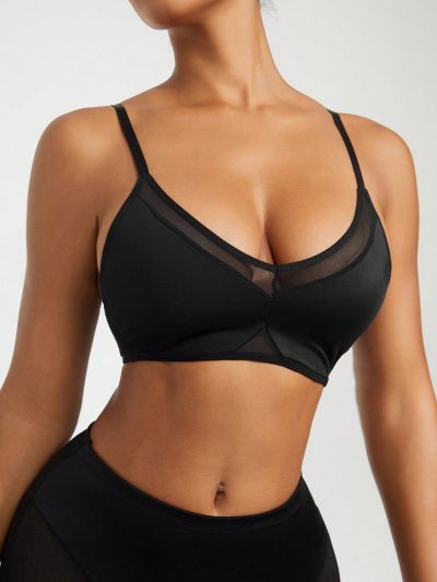 SHEIN SHAPE Contrast Mesh Insert Cami Top