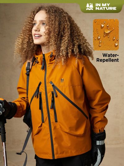 SHEIN In My Nature Zip Up Drawstring Hooded Outdoor Jacket