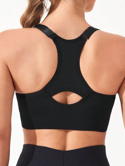 Women'S Seamless Sports Bra With Adjustable Straps And High Support