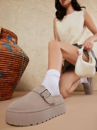 Women's Solid Color Wedge Heel & Thick Sole Single Shoes, Versatile Style