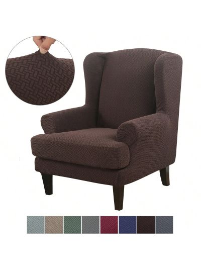 Wingback Armchair Cover Stretch Slipcover Elastic Wing Chair Cvoer Protector 2 Pieces