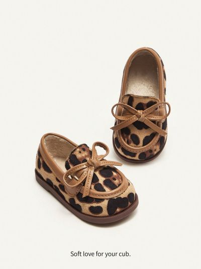 Cozy Cub Fashionable And Lovely Baby Comfortable Soft Soled Leopard Print Winter Warmth And Velvet Cozy Flat Shoes