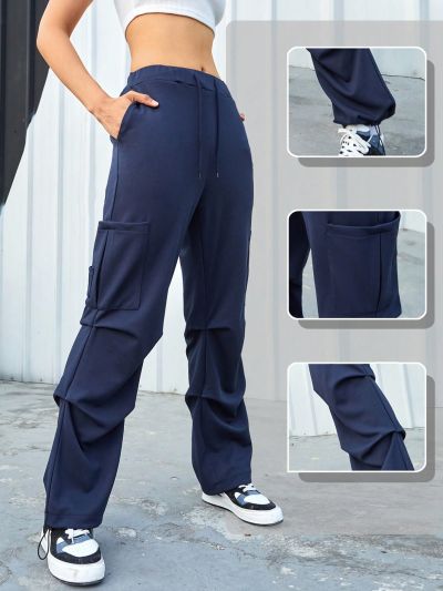SHEIN Street Sport Solid Color Drawstring Waist Sports Pants