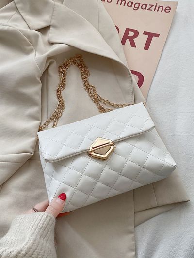 Quilted Push Lock Chain Bag