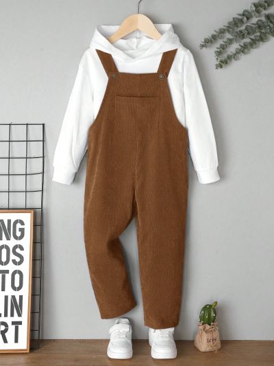 SHEIN Kids EVRYDAY Toddler Boys' Adjustable Shoulder Strap Casual Jumpsuit With Pockets