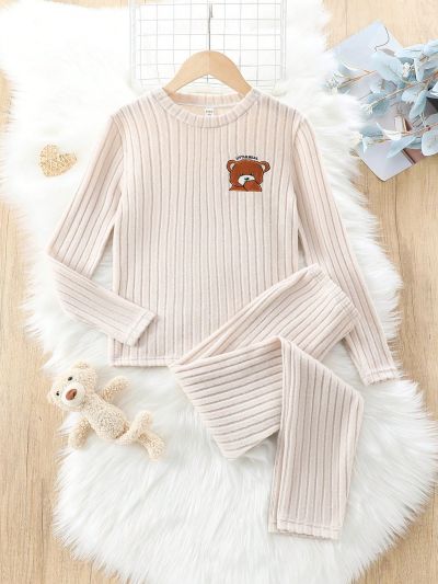 Tween Girls' Cartoon Patterned Casual Homewear Set