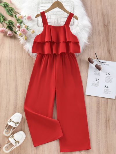 SHEIN Kids EVRYDAY Girls Layered Trim Cami Jumpsuit