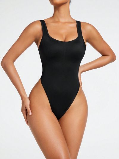SHEIN SHAPE Solid Color Body Shaping Bodysuit