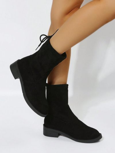 Korean Style Vintage Pointed Toe Chunky Heel Western Cowboy Boots For Women, 2023 Autumn Winter New Arrivals, Classic British Style Ankle Booties