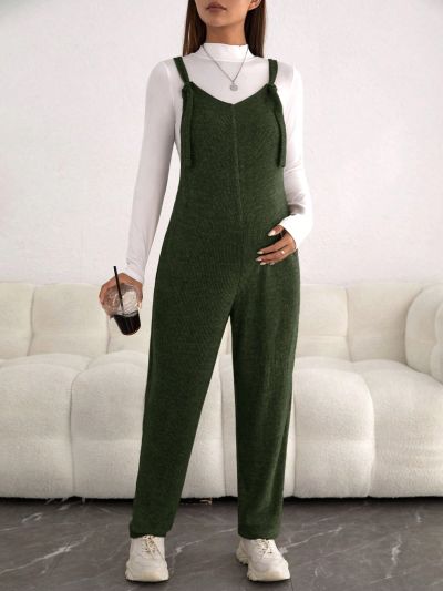 SHEIN Maternity Solid Overall Jumpsuit Without Tee
