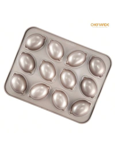 CHEFMADE Muffin Cake pan, 12-Cavity Non-Stick Lemon-Shaped Bakeware for Oven Baking (Champagne Gold)