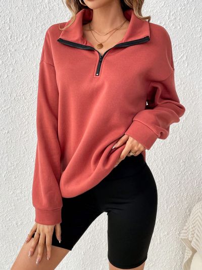 SHEIN Essnce Women'S Solid Color Drop Shoulder Sweatshirt