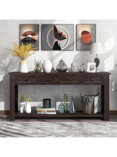 Merax Console Table/Sofa Table with Storage Drawers and Bottom Shelf for Entryway Hallway
