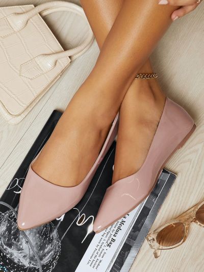 Vegan Leather Pointed Toe Ballet Flats
