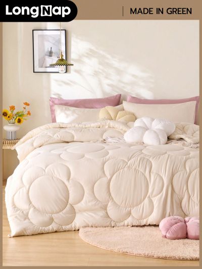 LongNap™ 1pc Fluffy Warm Floral Stitch All-Season Comforter, Cloud Comfort Down Alternative Duvet Insert