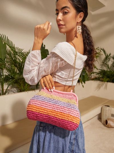 SHEIN VCAY Color Block Women's Clutch Bag