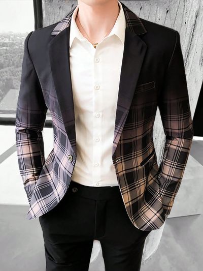 Men's Gradient Plaid Suit